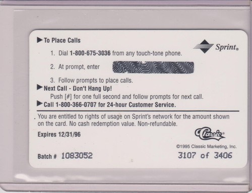 RARE 1995 CLASSIC 5-SPORT DALE EARNHARDT SR. $4 PHONE CARD #NNO ~ /3406 ~ NASCAR - Picture 2 of 2