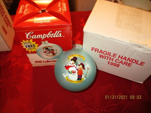 2 ORNAMENTS 1998 Vintage Campbell's Soup Kids Christmas BALL &AIRPLANE - Picture 3 of 3