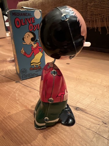 Linemar Mechanical Olive Oyl Tin Wind Up Toy with Box - Picture 4 of 13