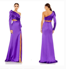 MAC DUGGAL 49570 PUFF ONE SLEEVE CUTOUT KNOT PURPLE GOWN  sz 10