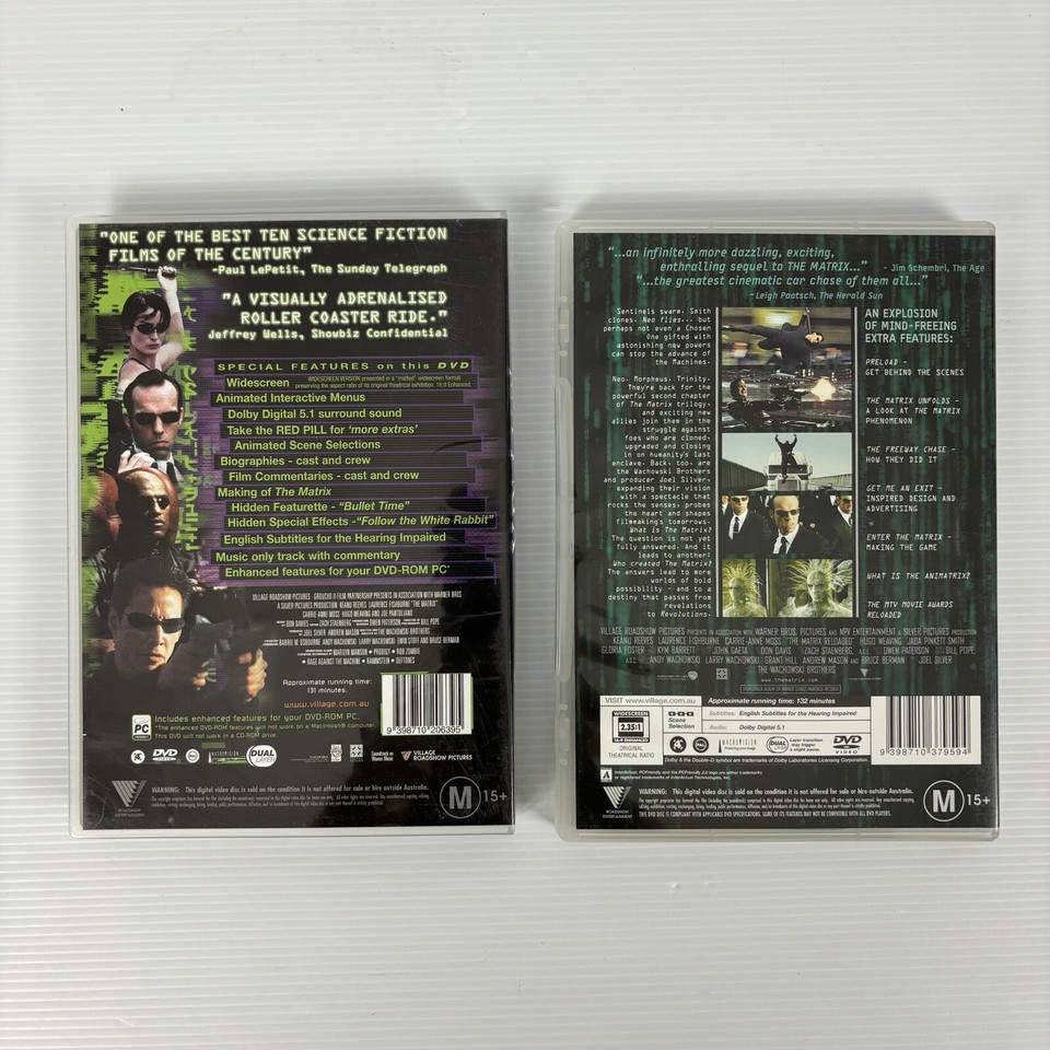 The Matrix DVD R4 PAL Bundle Reloaded Revolutions Animatrix Free