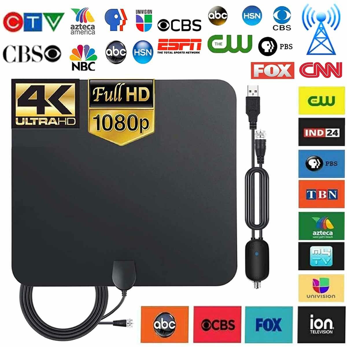 Brillar Marca comercial Rectángulo 5600 Miles Range TV Antenna Digital HD Antena Indoor HDTV 1080P 4K | eBay