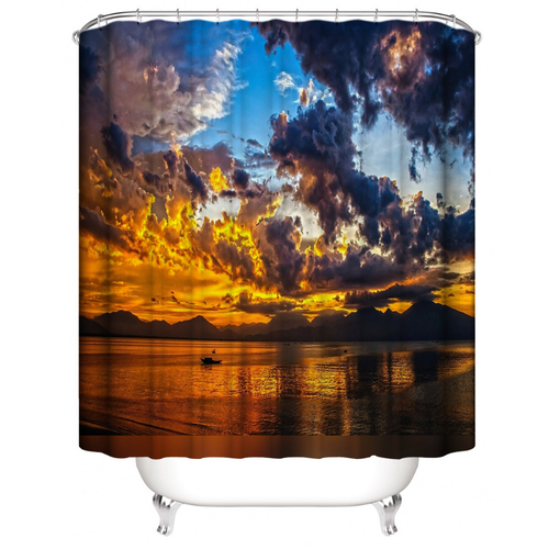 Seaside Sunset Bath Shower Curtain Bathroom Rug Floor Mat Toilet Seat Cover - Picture 3 of 19