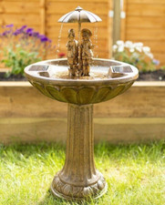 Solar Water Fountain Feature Large Garden Outdoor Ornament Umbrella Singing Kids