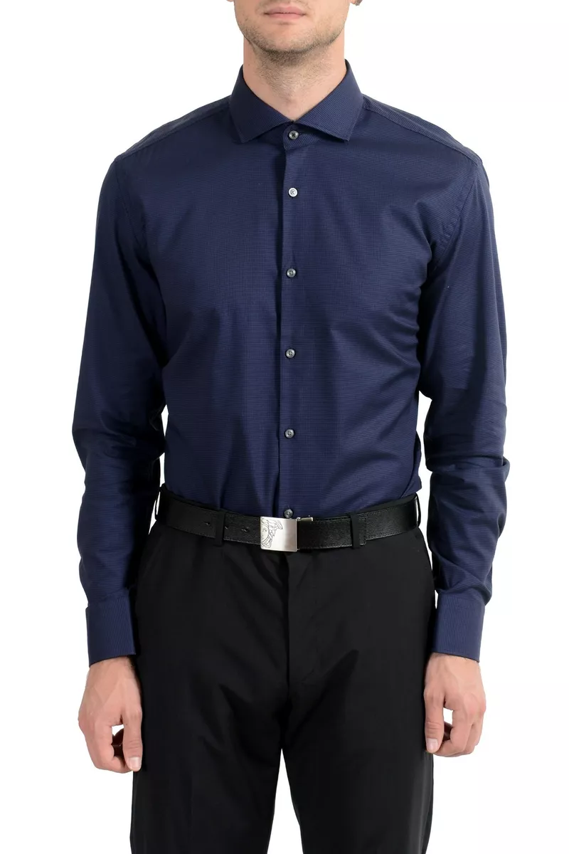 Navy Tapered Fit Shirt - Muscle Fit Dress Shirts