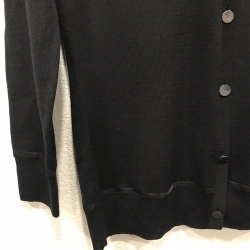 ST. John Button Down Cardigan Sweater Black Sheer Metallic Trims V-neck Size M - Picture 8 of 12