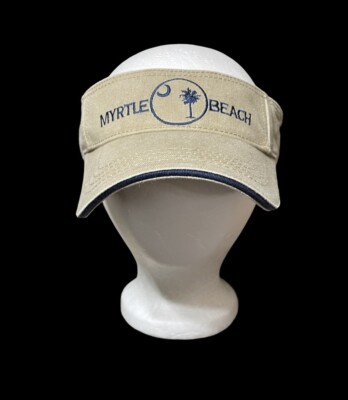 New Myrtle Beach South Carolina Embroidered Adjustable Visor Cap Beige