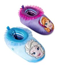 DISNEY FROZEN ANNA  ELSA Plush Rubber Bottom Slippers Toddler size 7-8