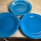 Set Of 3- Fiesta Ware Peacock Blue 10.5” Dinner Plates- Homer Laughlin USA-EUC