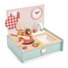 Tender Leaf Toys Wooden Kitchenette Play Set Fold-Away Pretend Play Cooking Toy