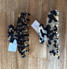 Lot of 2 J.CREW CLASSIC HAIR CLIP Italian tortoise HAND MADE IN FRANCE NEW