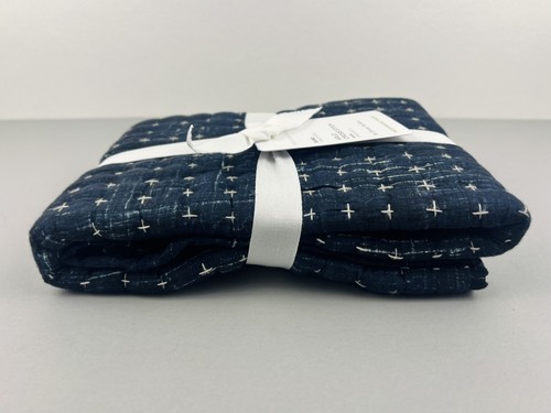 Pottery Barn Euro Sham Arlo Cross Stitch Navy Blue White Pillow Sham 26x26 NWF - Picture 6 of 7