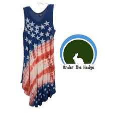 Ace Fashion American Flag Tank Dress Free Size Glitter Rayon I-2 Patriotic USA