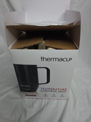 THERMACUP Premium Self-Heating Coffee Mug with Lid •12 oz •Midnight Black (AAI)