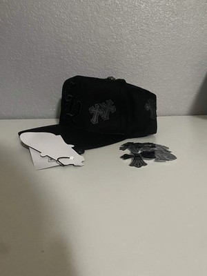 Chrome Hearts Black Embroidered Cemetery Cross Patch Trucker Hat Adjustable
