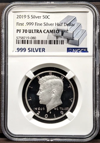 2019-S Silver Kennedy Half Dollar NGC PF 70 DCAM First .999 Silver Half