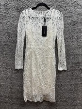 Dolce Gabbana Lace Long Sleeve Dress in Ivory Size 42 NWT $2,475
