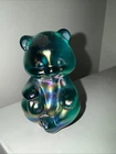 Fenton Carnival Cobalt Iridescent Glass Sitting Bear Undecorated Unpainted