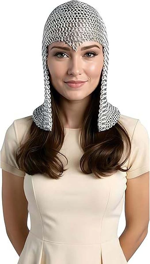Medieval Aluminum Chainmail Coif Hood, Lightweight Butted Mail Armor ...