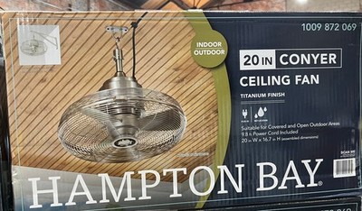 Hampton Bay Conyer 20 in. Indoor/Outdoor Anywhere Fan Silver with Hanging Hook