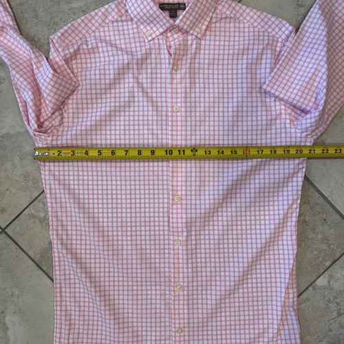 Peter Millar Summer Comfort Shirt Men S Pink Check Long Sleeve Button Down Golf - Picture 7 of 9