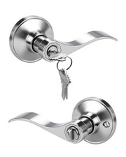 Keyed Entry Door Handle with Lock and Key Door Knob for 1 Pack Polished Chrome