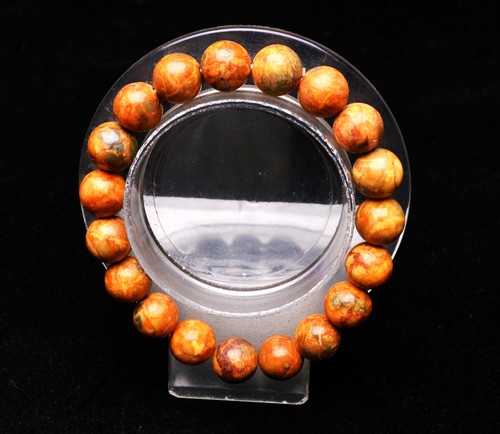 Brazalete de cuentas redondas de cuarzo con piedras preciosas de madera silicificada natural de 10,7 mm AAAA - Imagen 2 de 6
