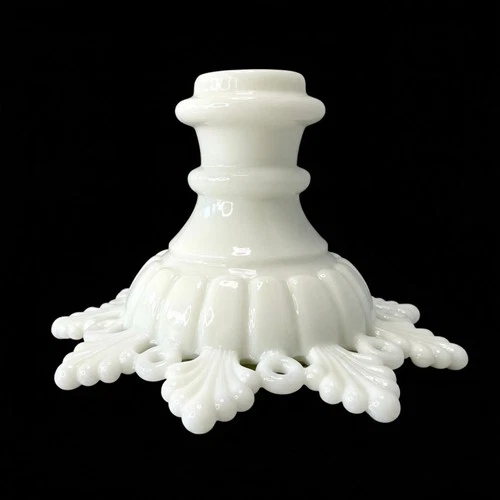 💠 Westmoreland Ring & Petal Milk Glass Taper Candleholder 5" Elegant Vintage