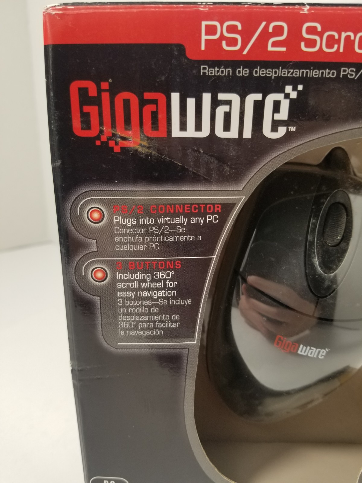 Nuevo Mouse Gigaware 26-930 con cable PS/2 y rueda de desplazamiento NOS, imagen 3