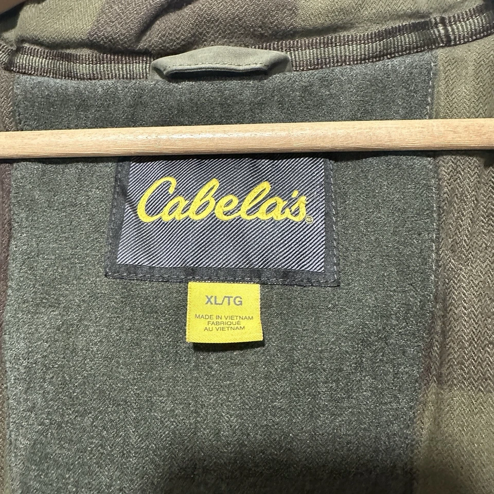 Cabela's Men's Green Full Zip Quilted Lined Hooded Flap Pocket Jacket Size XL - Image 3 of 4