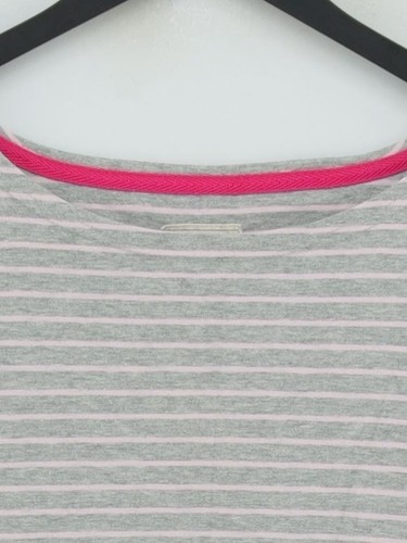 Joules Women's Top UK 16 Grey Striped 100% Cotton Long Sleeve Round Neck Basic - Picture 3 of 5