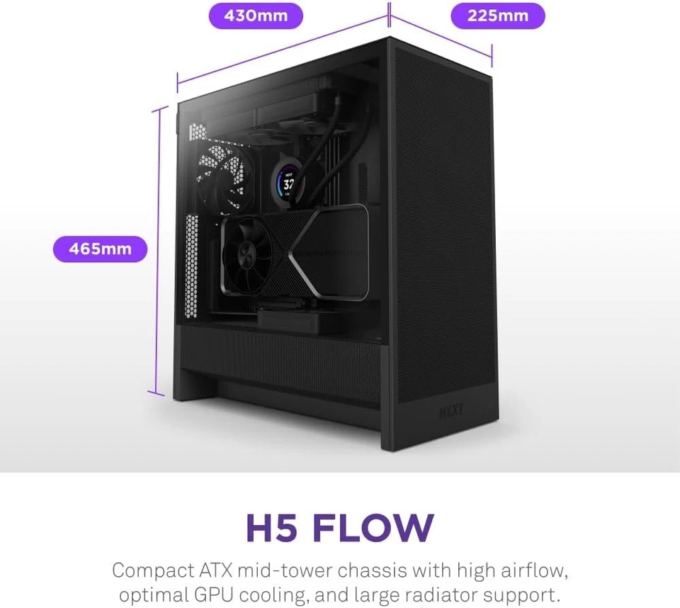 H5 Flow 2024 Compact Gaming Case - Tempered Glass & Efficient Cable Management - Image 4 of 4