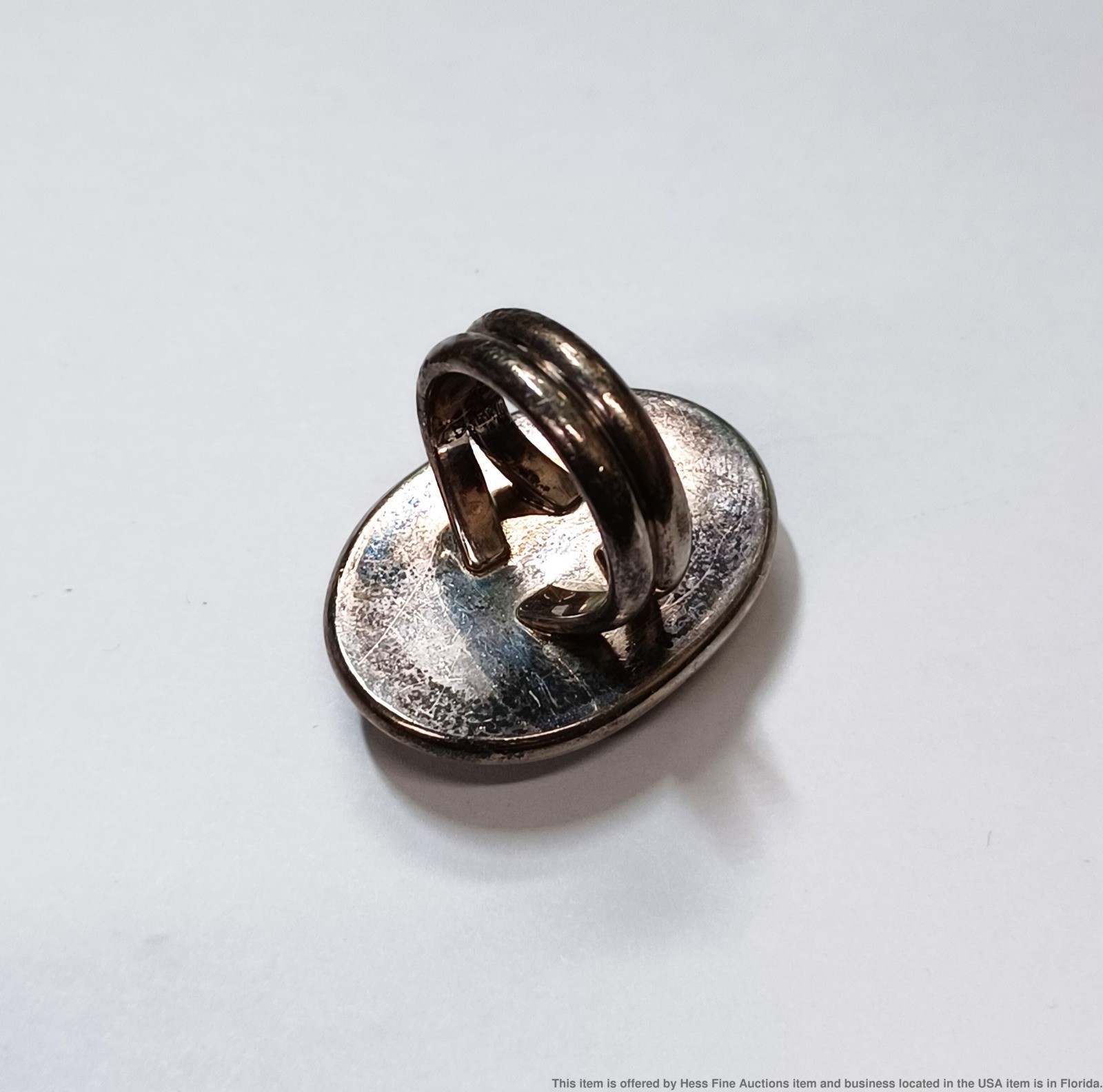 Vintage Bulky Solid Silver Large Oval Turquoise D… - image 4