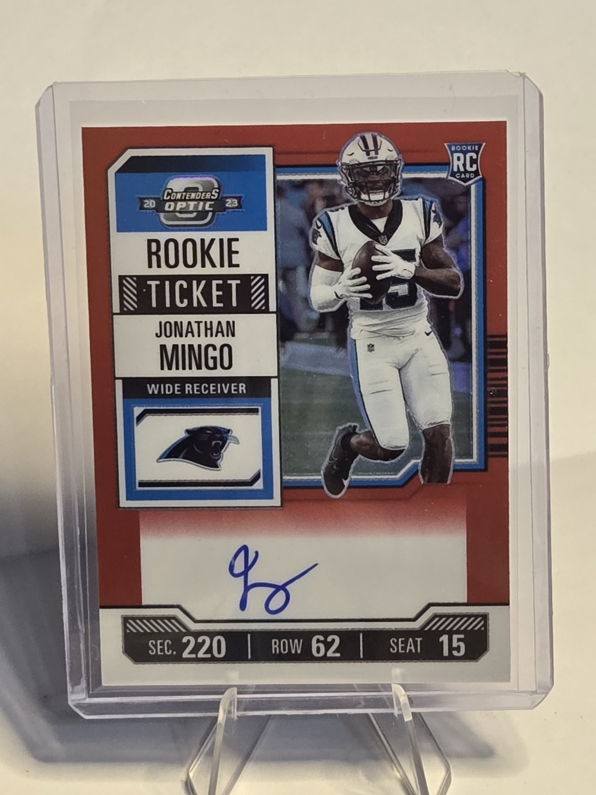 2023 Panini Contenders Optic JONATHAN MINGO #119 Rookie Ticket Auto Red /175