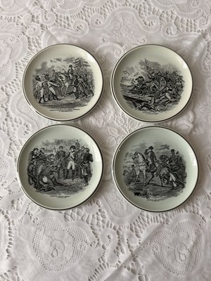 4 x Boch Frères La Louvière Decorative Plates Historical Scene Vintage faience