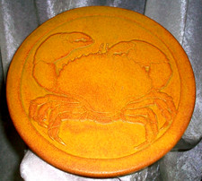 Vintage Astrology Cancer Crab Sullivans Round Yellow Art Pottery Wall Trivet