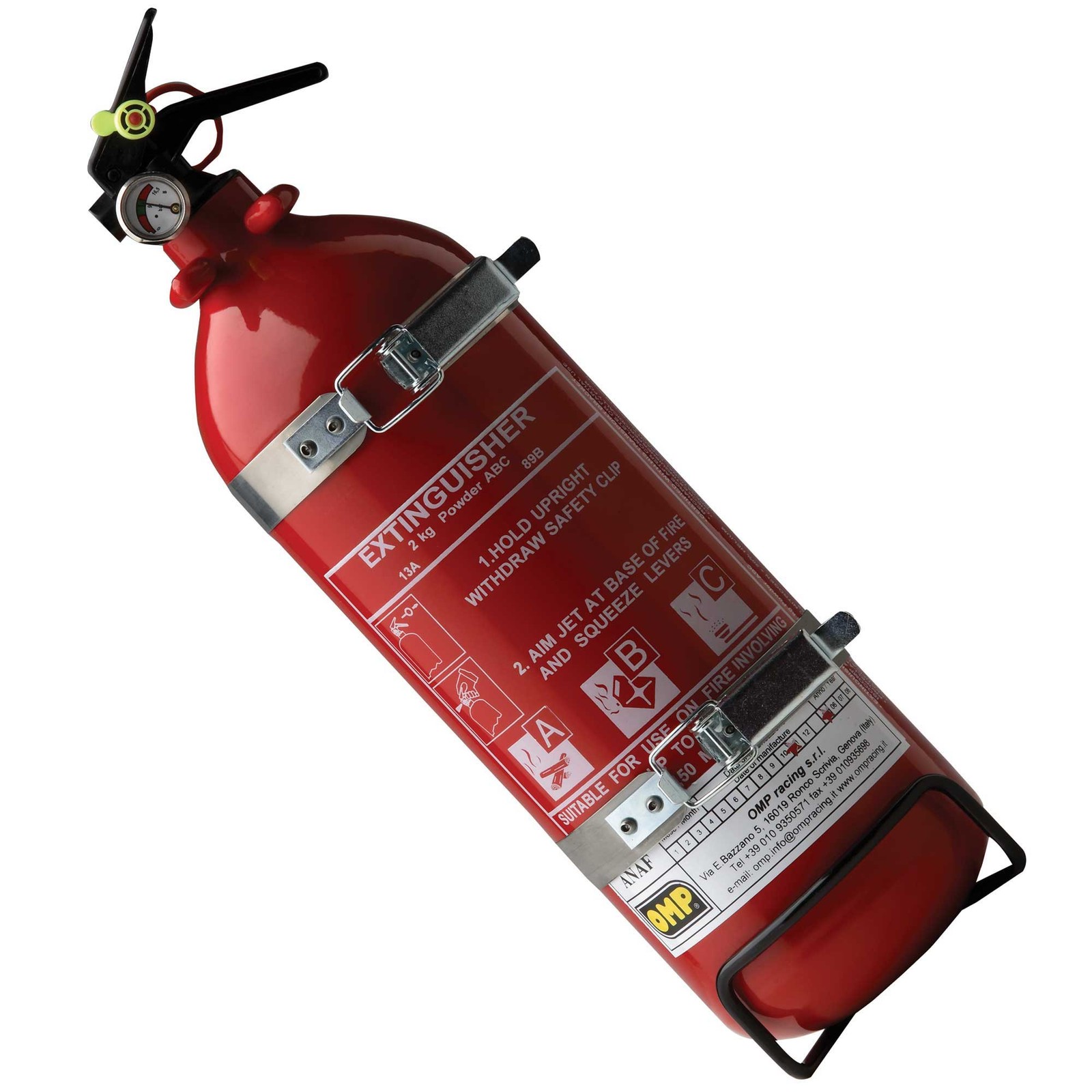 Sale! OMP Racing Hand Held Fire Extinguisher Aluminium 108mm 2kgs Powder EN3 - Image 2