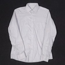 Brooks Brothers Stretch Oxford Button Down Shirt 16-36 Slim White Check Non Iron