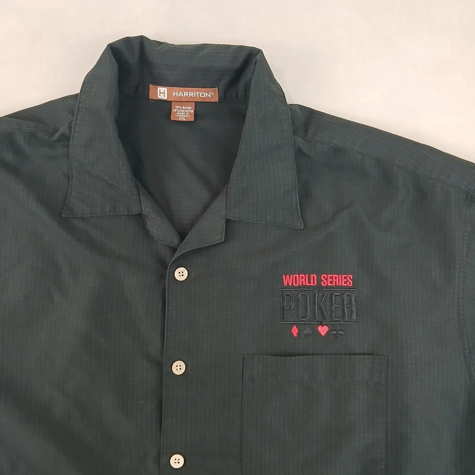Harriton World Series Of Poker 2XL Mens Shirt Camp Hawaiian Black 27x32 - Image 3 of 4