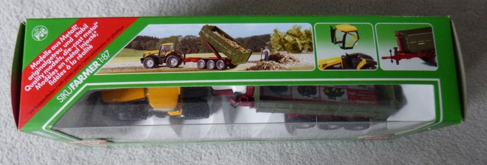Siku Farmer Modell 1855 Traktor JCB Tronic 8250 Fortuna Hakenliftmulde 1:87 OVP - Bild 2 von 4