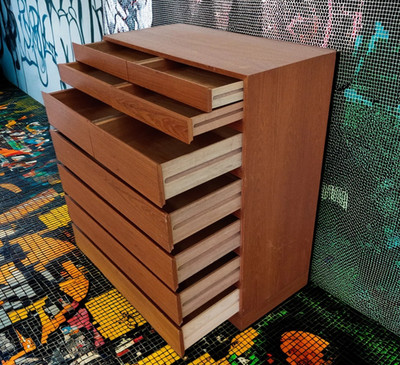 Arne Wahl Iversen for Vinde Mobelfabrik Mid Century Danish Teak Highboy Dresser