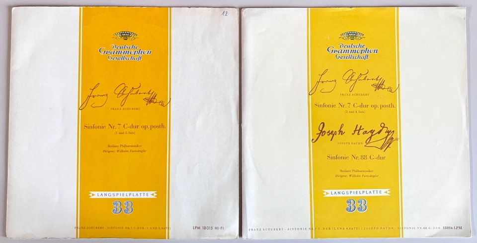 FURTWANGLER Schubert Symphony No.7 TULIP DGG 18015 18016 1955 ED1 2LP Set NM - Image 2 of 4