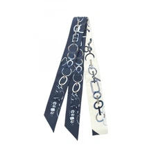 Hermes Do Re Boucles Silk Scarf Navy White Multi Excellent Condition