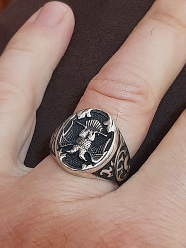 Anello Uomo Argento 925 Aquila Chevalier Ring Sterling Man $ - Foto 4 di 4