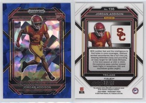 2023 Panini Prizm Draft Picks Blue Ice Prizm /99 Jordan Addison #136 Rookie RC