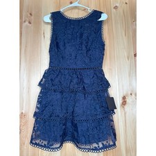 NWT Lulus Look So Sweet Navy Blue Embroidered Lace Mini Dress Cocktail Size S