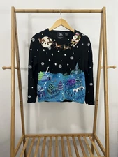 VTG Michael Simon Event Christmas Santa Sled Reindeer Wonderland Sweater Size M