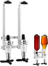 2-Bottle Wall-Mount Liquor Dispenser, Aluminum, Twist Valve, Revolving Nozzle