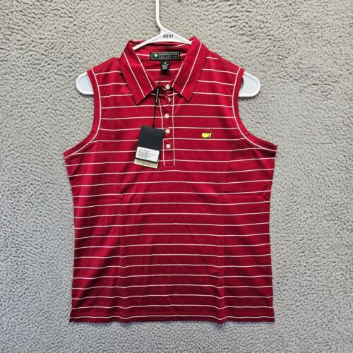 Magnolia Lane Golf Polo Shirt Top Womens Size Medium Red White Stripe ...