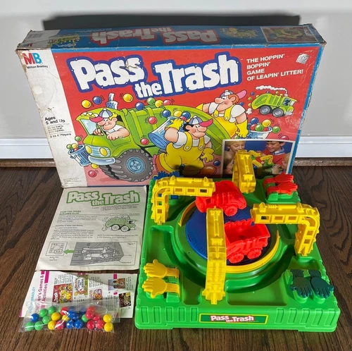 Vintage 1987 Milton Bradley Pass the Trash Hoppin’ Boppin’ Game Hungry Hippos